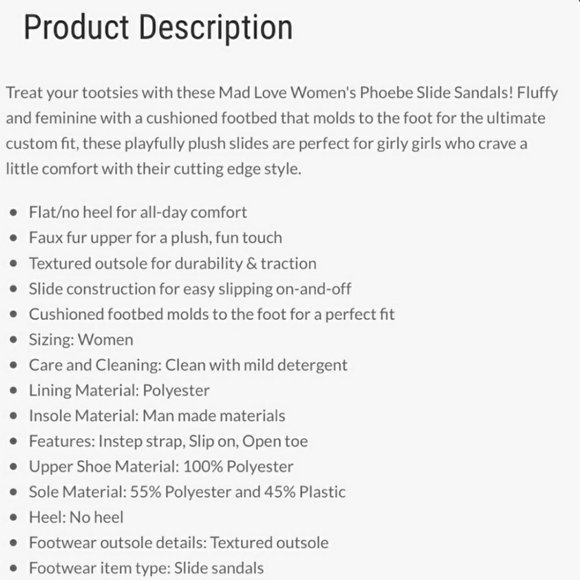 MAD LOVE Slide on Sandals fuzzy house slipper - Picture 9 of 10